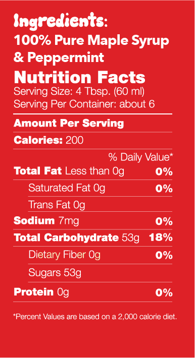 Candy Cane Maple Syrup Nutritional Facts