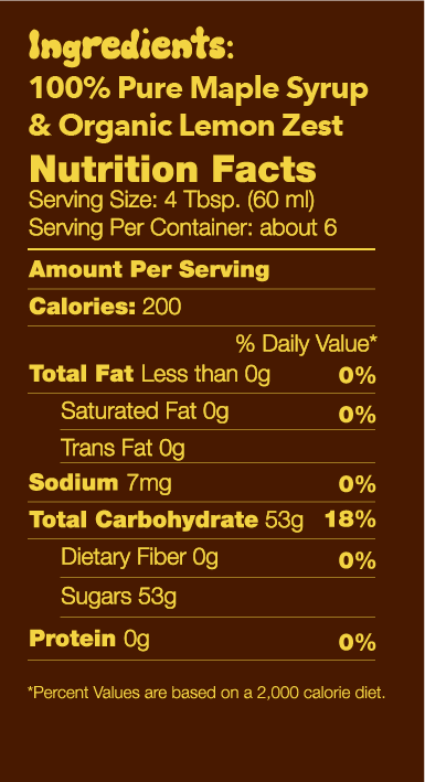 Zesty Lemon Maple Syrup Nutritional Facts