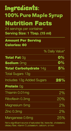 Rye Whiskey Maple Syrup Nutritional Facts