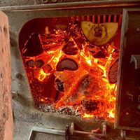 Firewood inside the evaporator