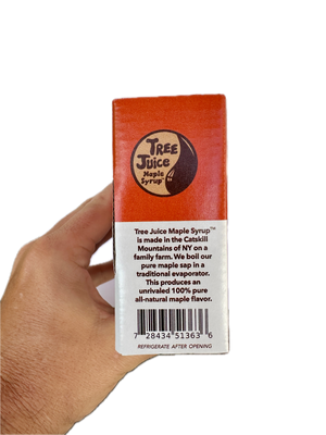 Tree Juice Maple Syrup Grade Sample Pack (2oz bottle of each grade, Golden, Amber, Dark, Very Dark) SIDE OF BOX