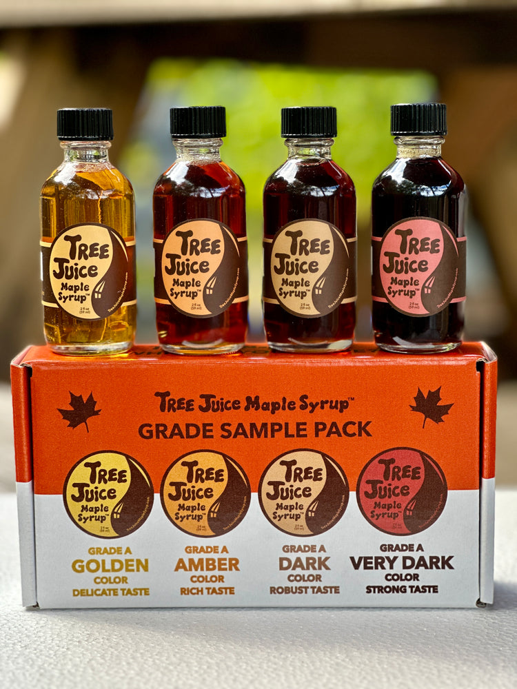 Tree Juice Maple Syrup Grade Sample Pack (2oz bottle of each grade, Golden, Amber, Dark, Very Dark)