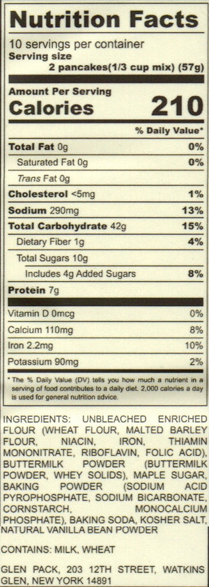 Maple Pancake Mix Nutritional Information