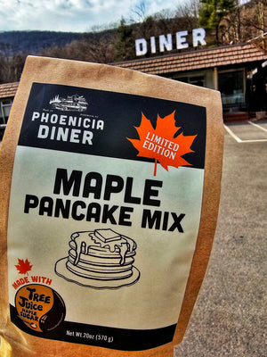 Maple Pancake Mix in front of Diner sign