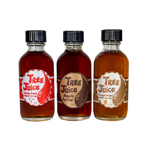 Holiday Edition Mini 3 Pack, Pure, Candy Cane, Gingerbread maple syrups (Just Bottles image)