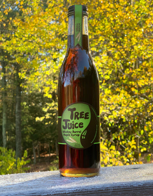 Tree Juice Rye Whiskey barrel aged maple syrup, 12oz in the Fall