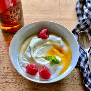 Bowl of yoghurt with Tree Juice Cinnamon Maple Syrup