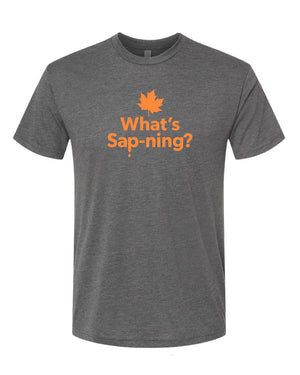 Tree Juice grey 'What's Sap-ning?' T-shirt, FRONT